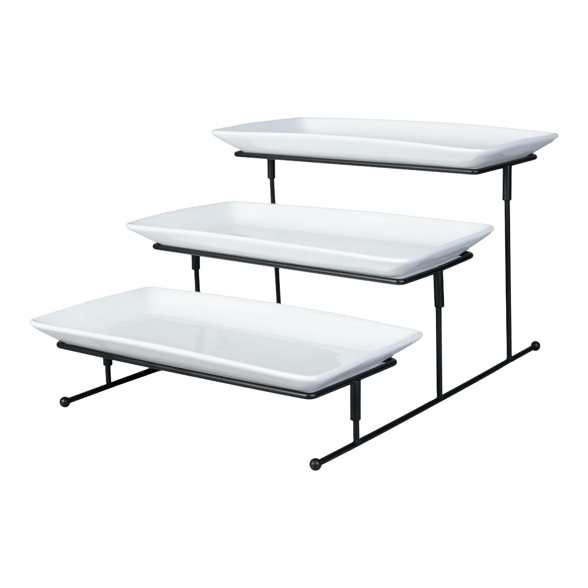 3 Bandejas de Porcelana con Soporte Buffet Premiun 