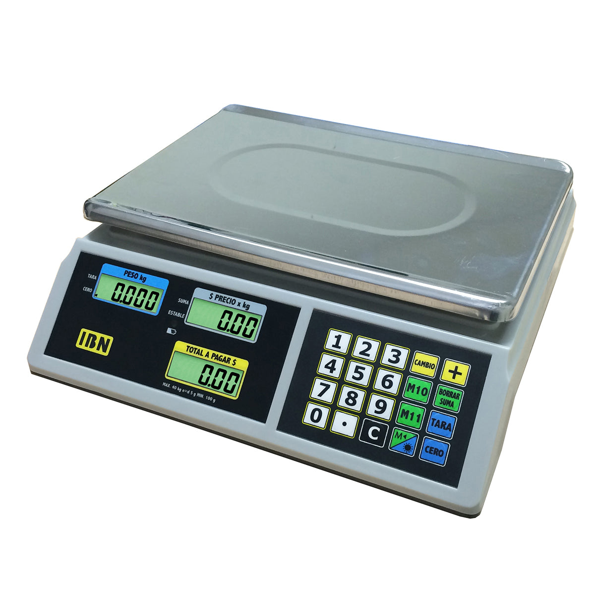 Báscula Electrónica Capacidad de 40 kg x 5 g LCD