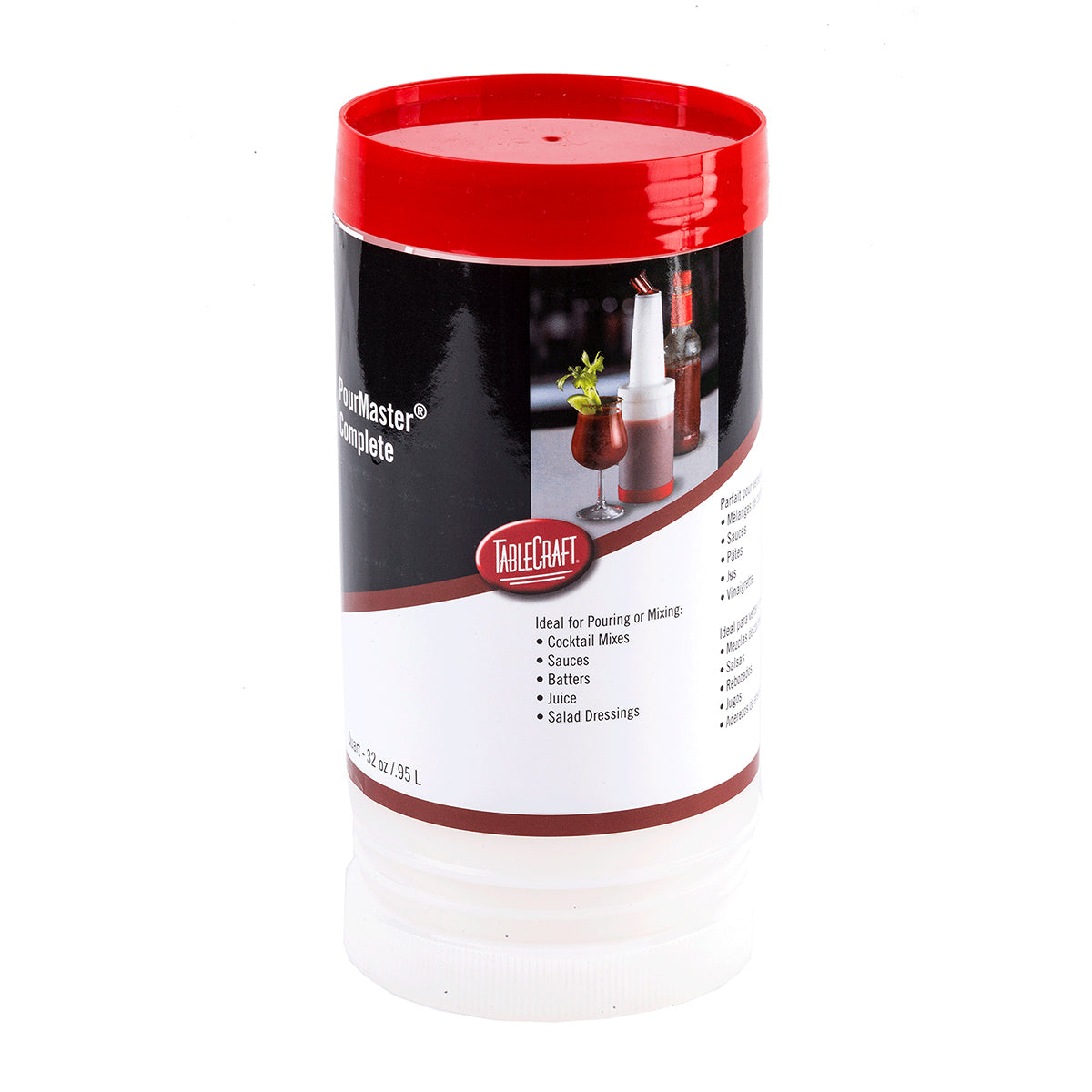 Bote de Plástico con Boquilla Rojo de 32 oz PourMaster