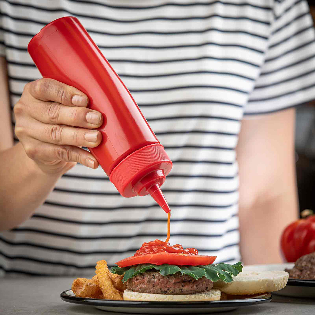 Bote de Plástico Despachador Rojo de 350 ml con 6 Piezas