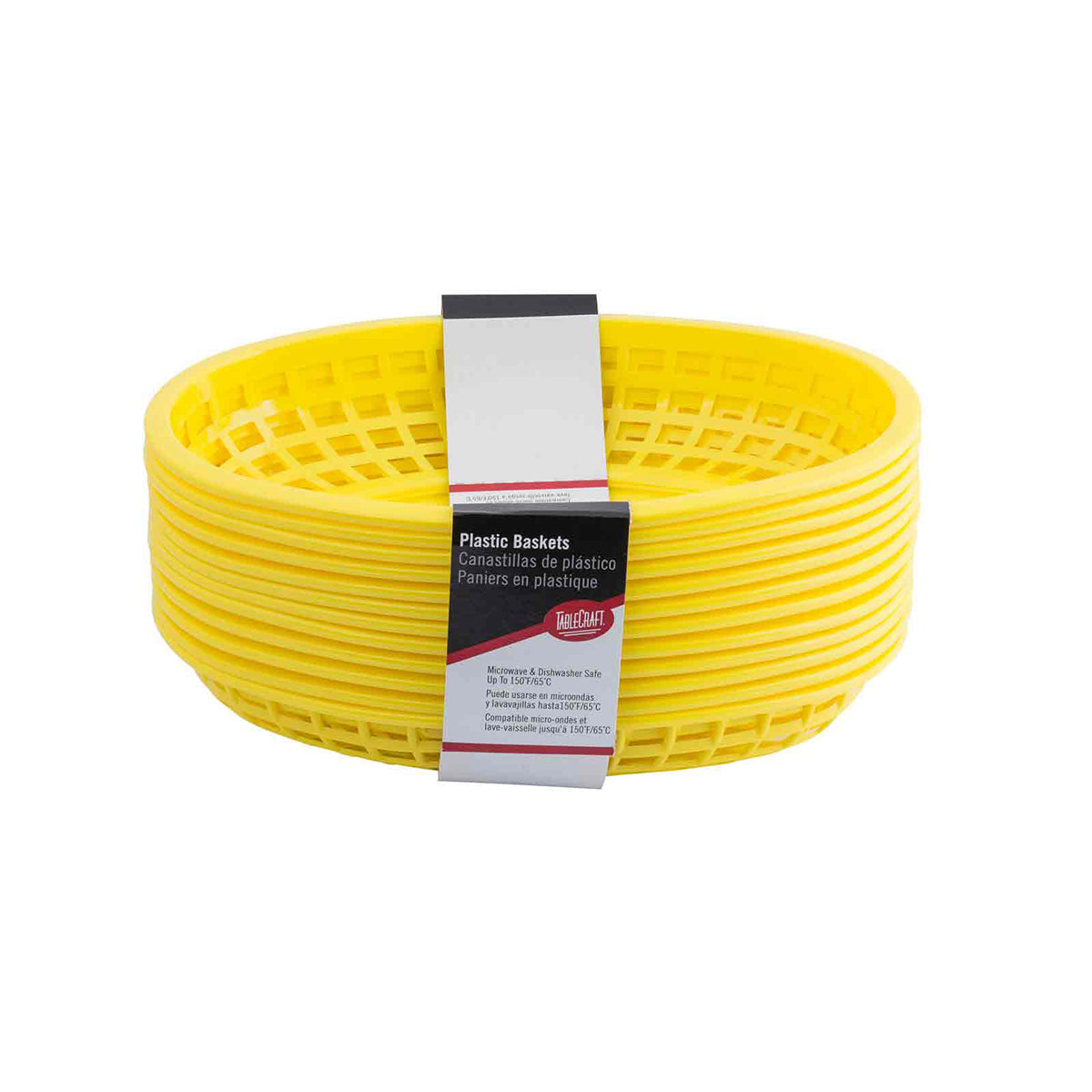 Canastilla Oval de Plástico Amarillo 24x15x5 cm 12 piezas