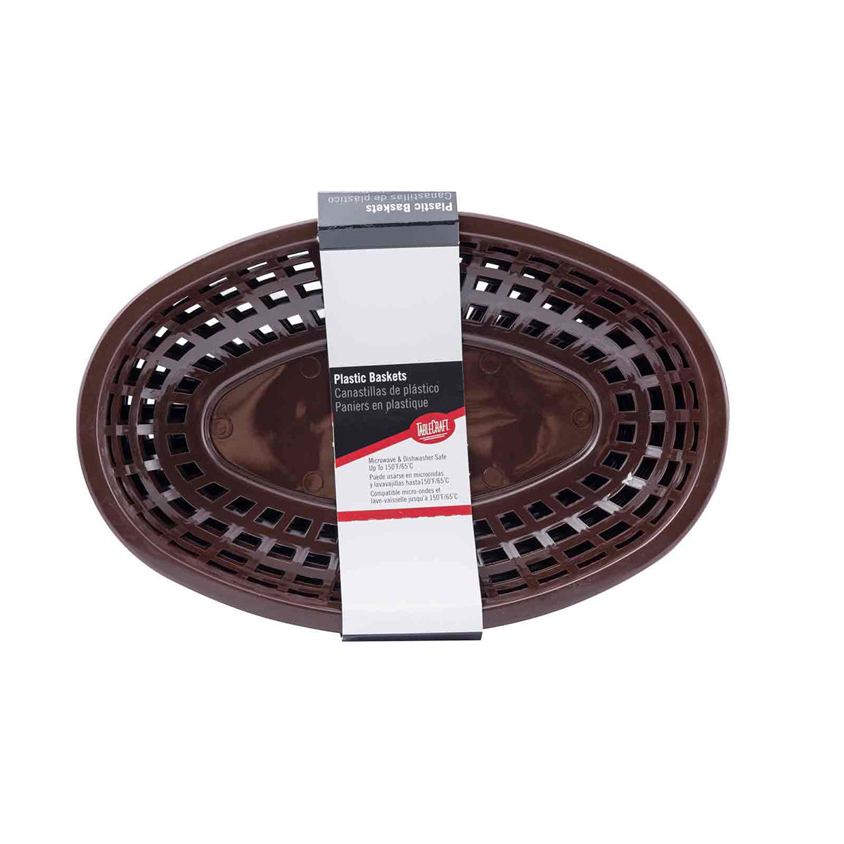 Canastilla Oval de Plástico Café de 24x15x5 cm 12 piezas