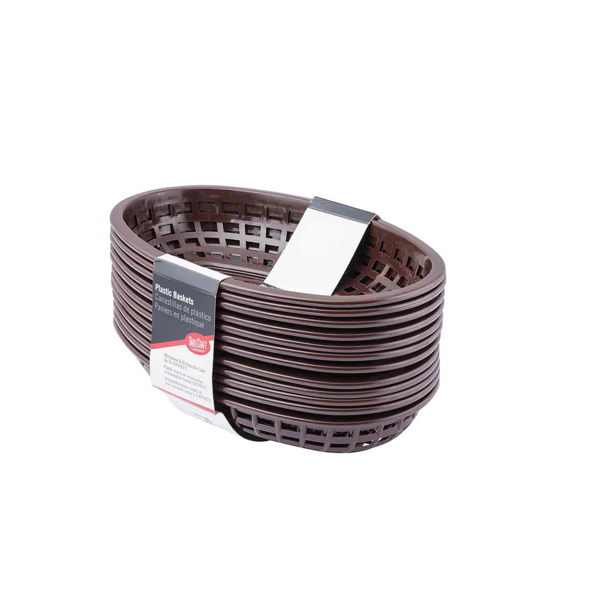 Canastilla Oval de Plástico Café de 24x15x5 cm 12 piezas