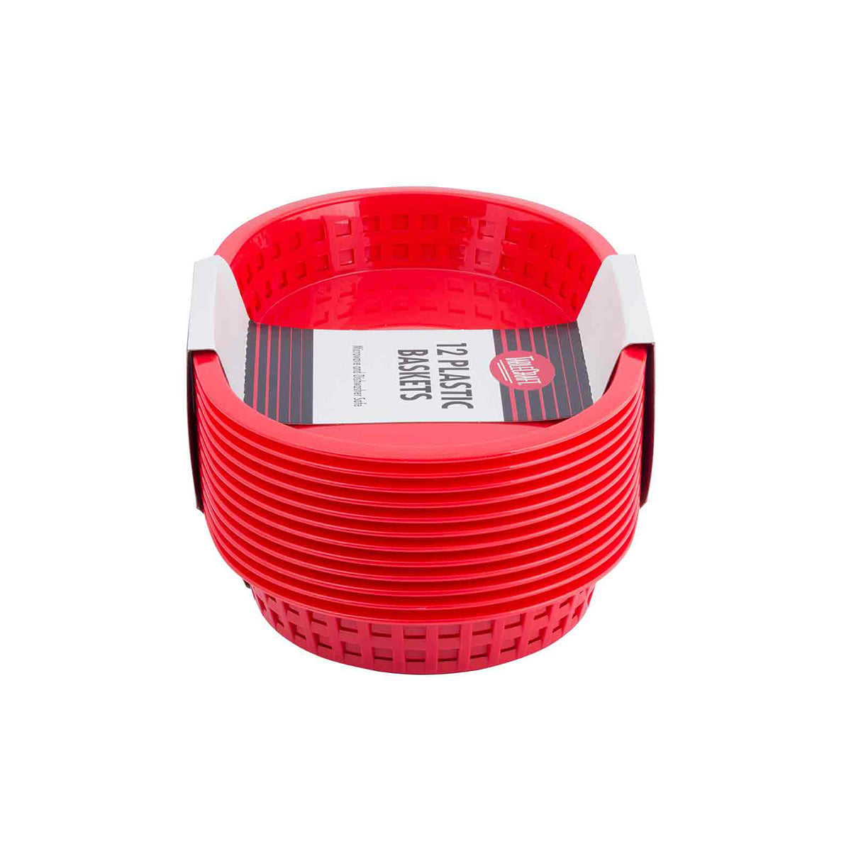 Canastilla Oval de Plástico Rojo 24 x 15 x 5 cm 12 piezas