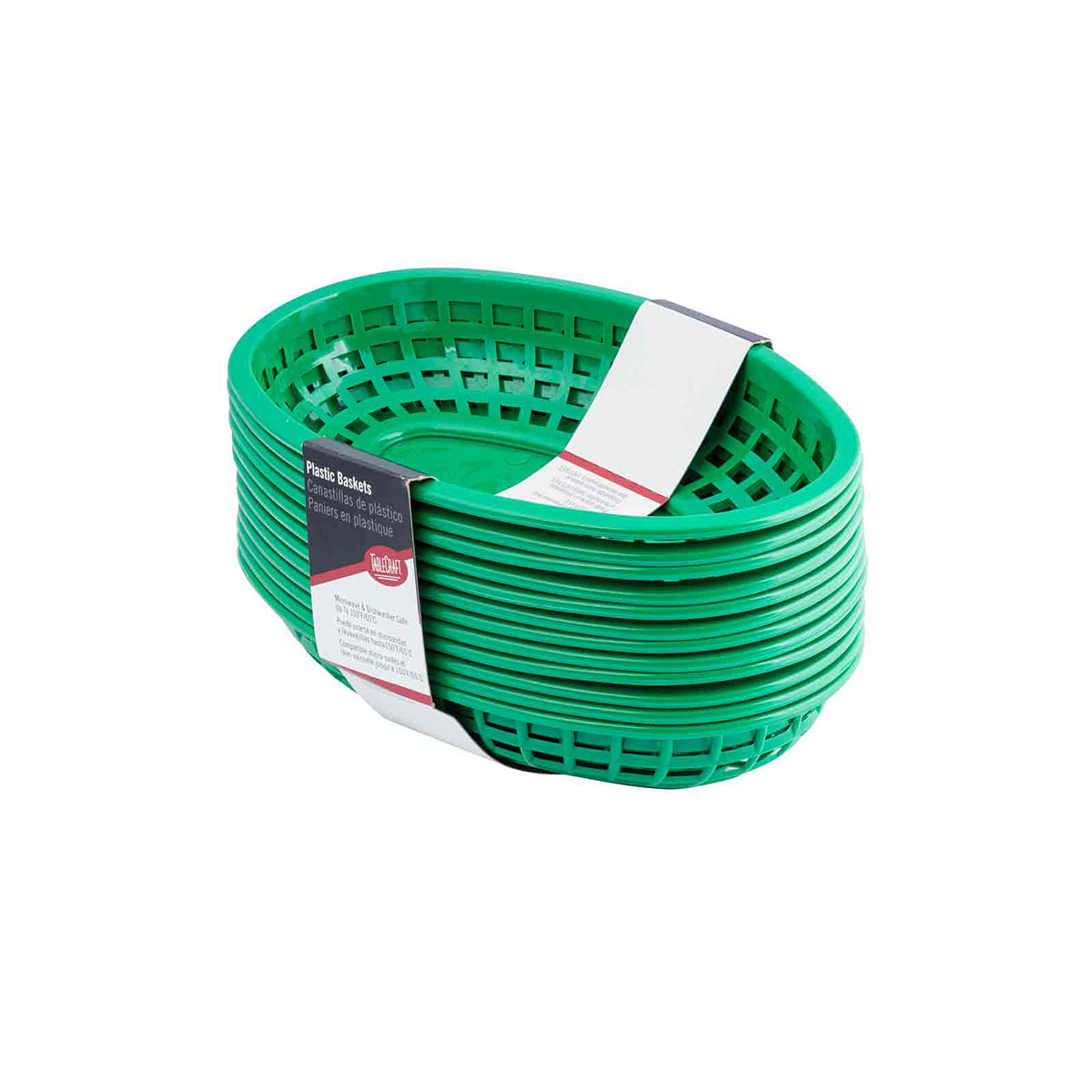 Canastilla Oval de Plástico Verde 24x15x5 cm 12 piezas
