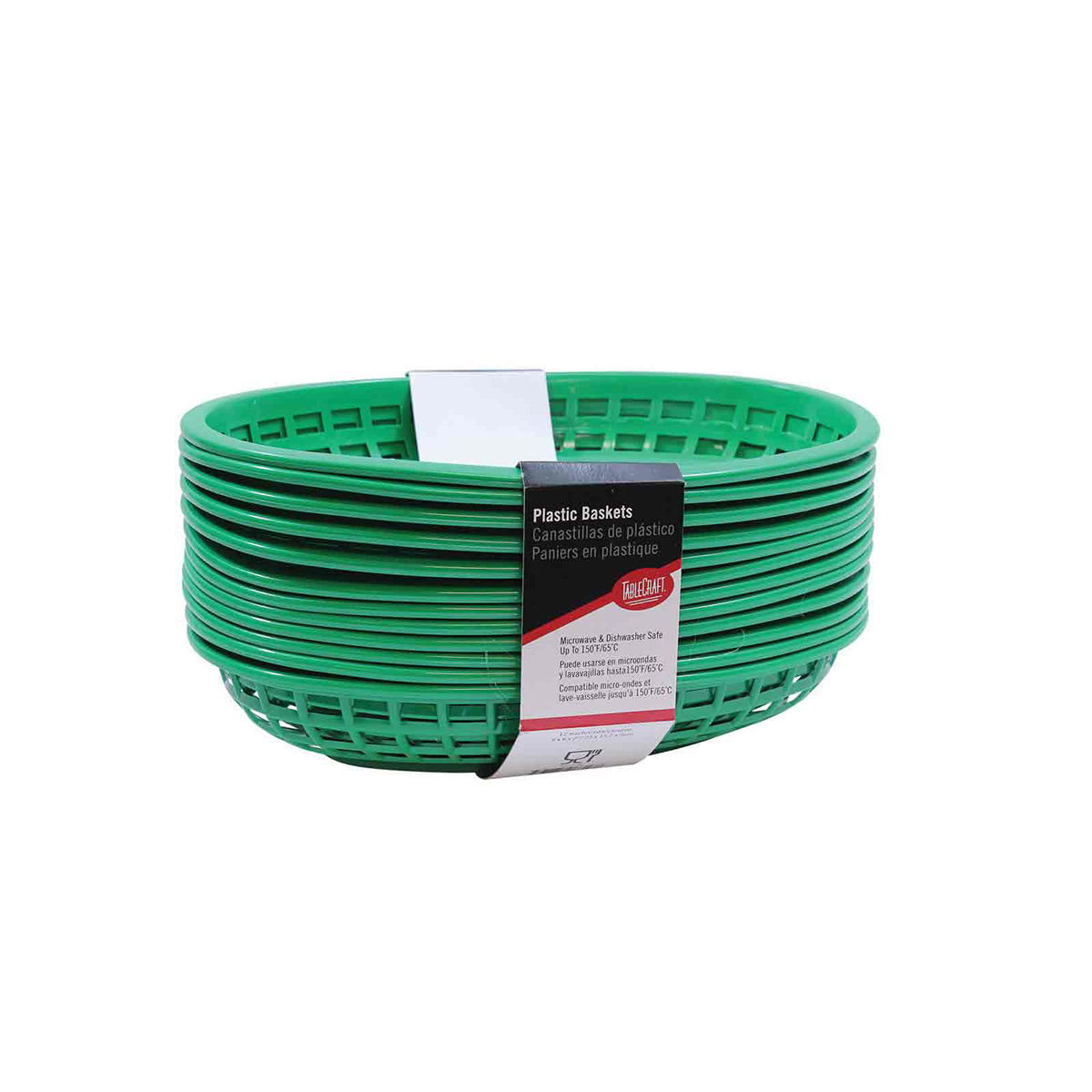 Canastilla Oval de Plástico Verde 24x15x5 cm 12 piezas
