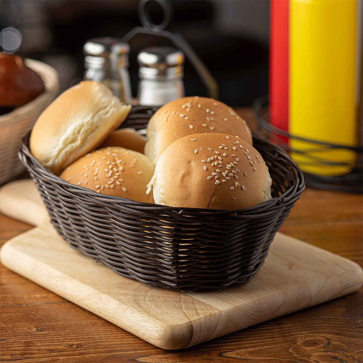 Canastilla Ovalada de Mimbre Café de 25 cm 12 piezas