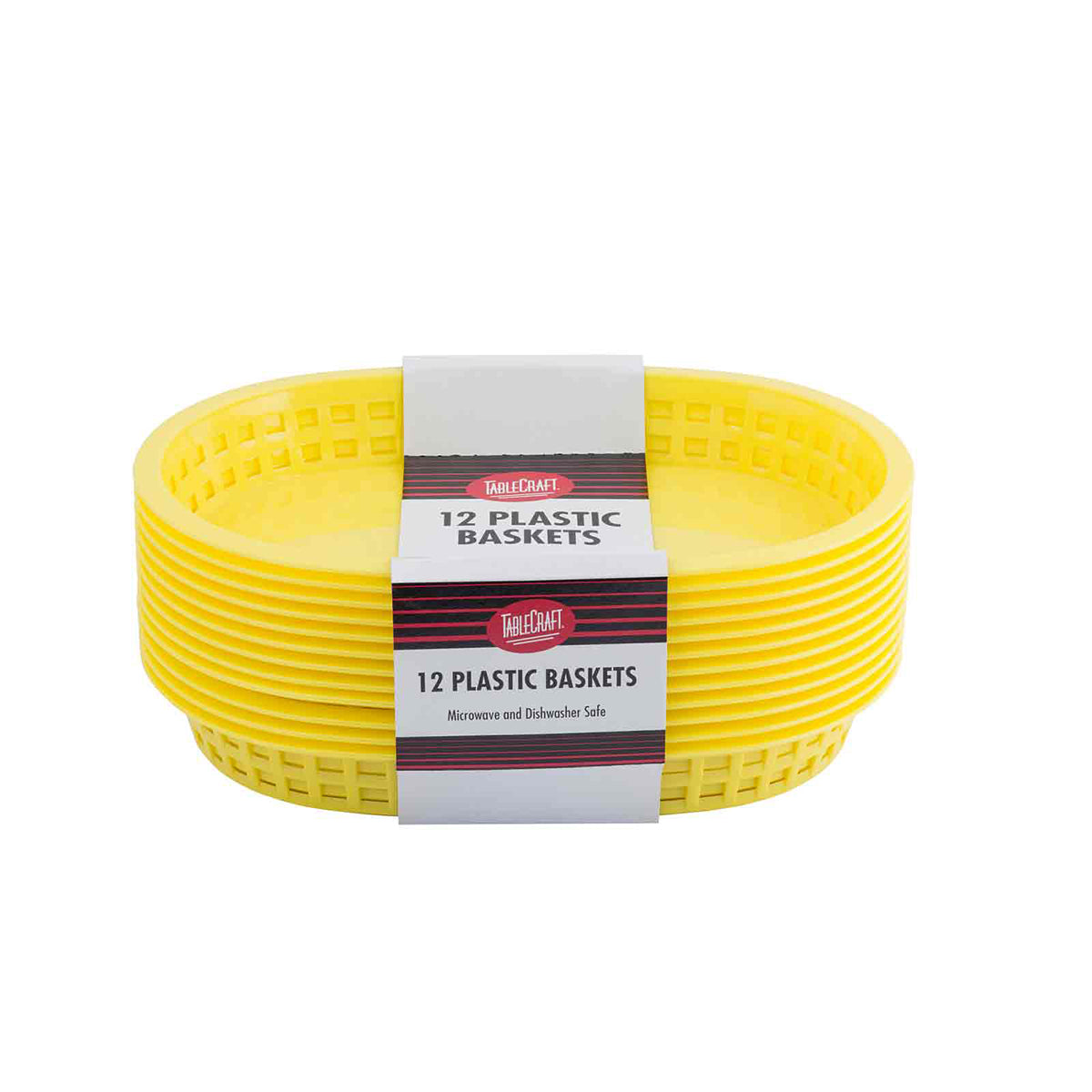 Canastilla Ovalada de Plástico Amarillo de 26.5 cm 12 piezas
