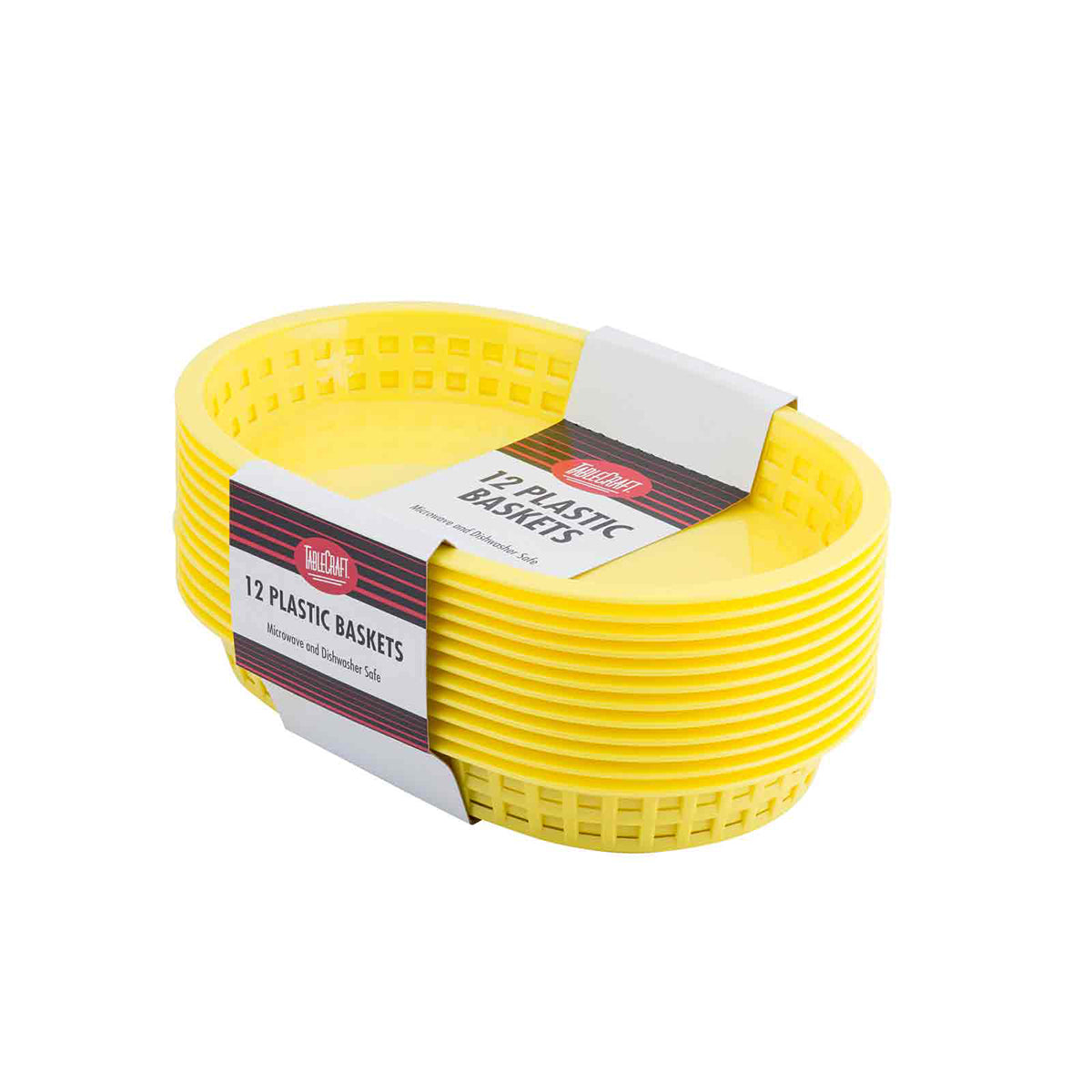 Canastilla Ovalada de Plástico Amarillo de 26.5 cm 12 piezas