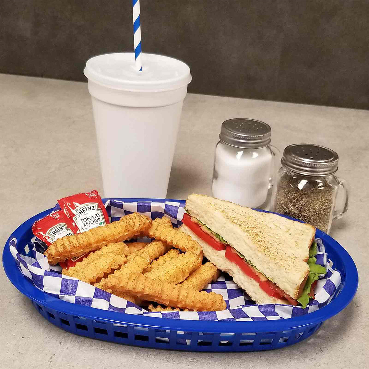 Canastilla Ovalada de Plástico Azul de 26.5 cm 12 piezas