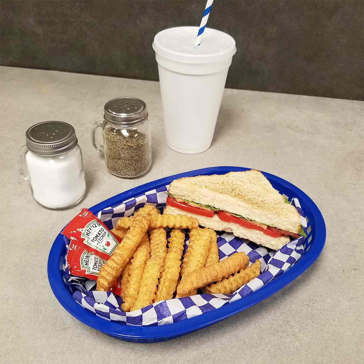 Canastilla Ovalada de Plástico Azul de 26.5 cm 12 piezas