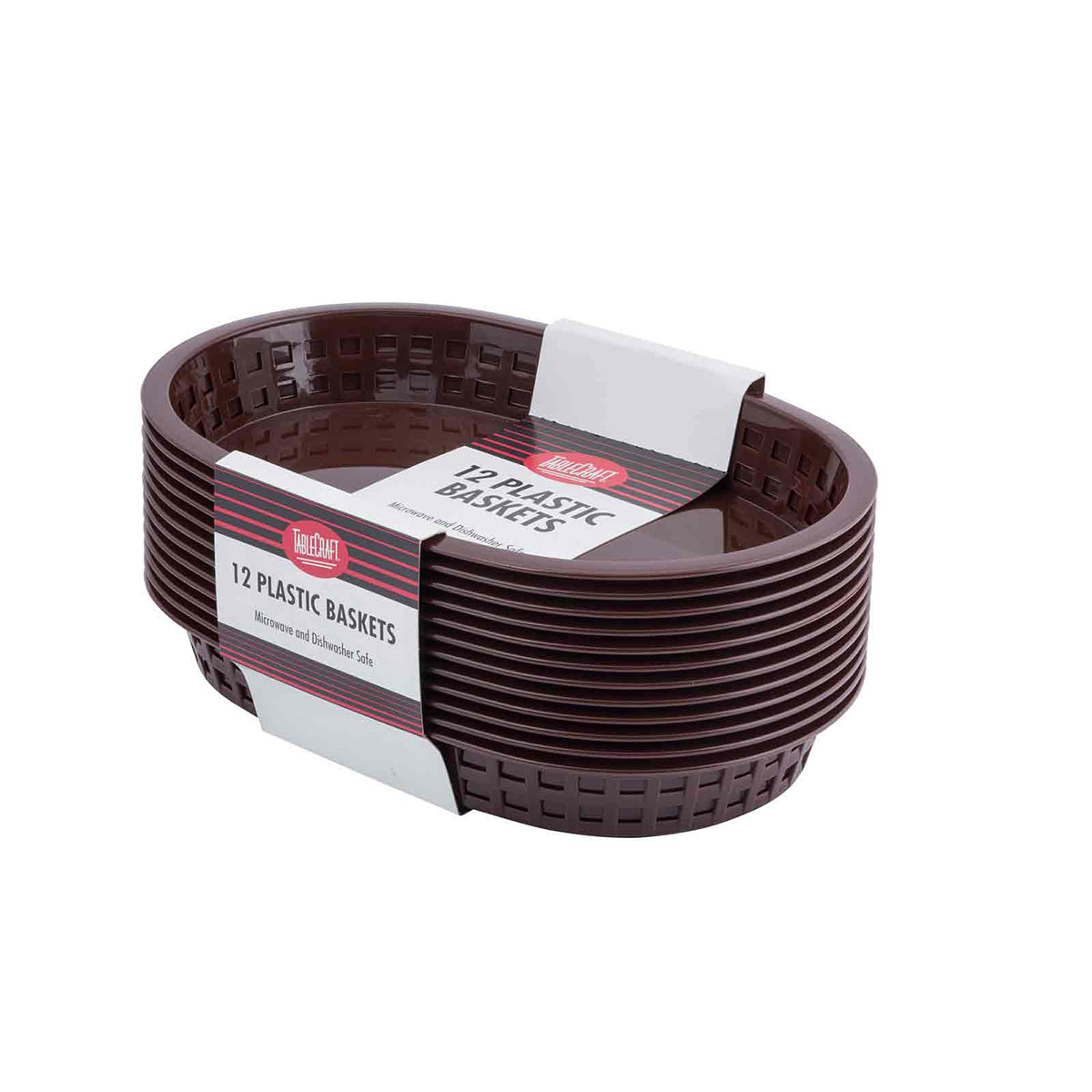 Canastilla Ovalada de Plástico Café de 26.5 cm 12 piezas