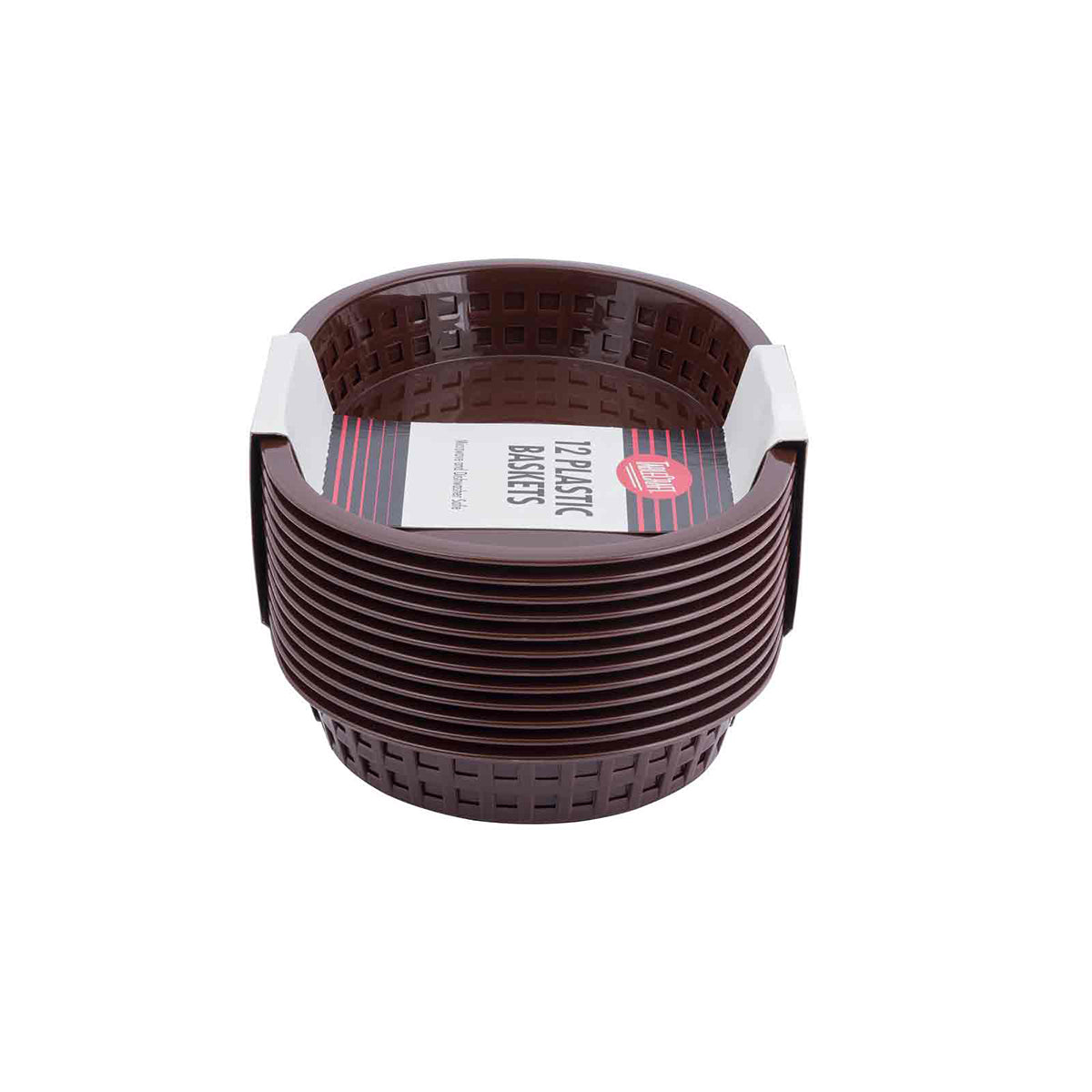 Canastilla Ovalada de Plástico Café de 26.5 cm 12 piezas