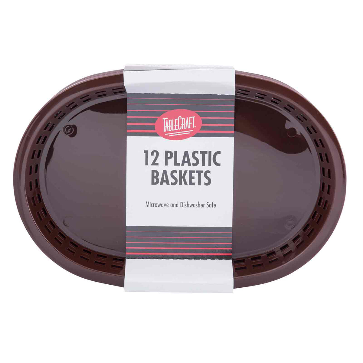 Canastilla Ovalada de Plástico Café de 26.5 cm 12 piezas