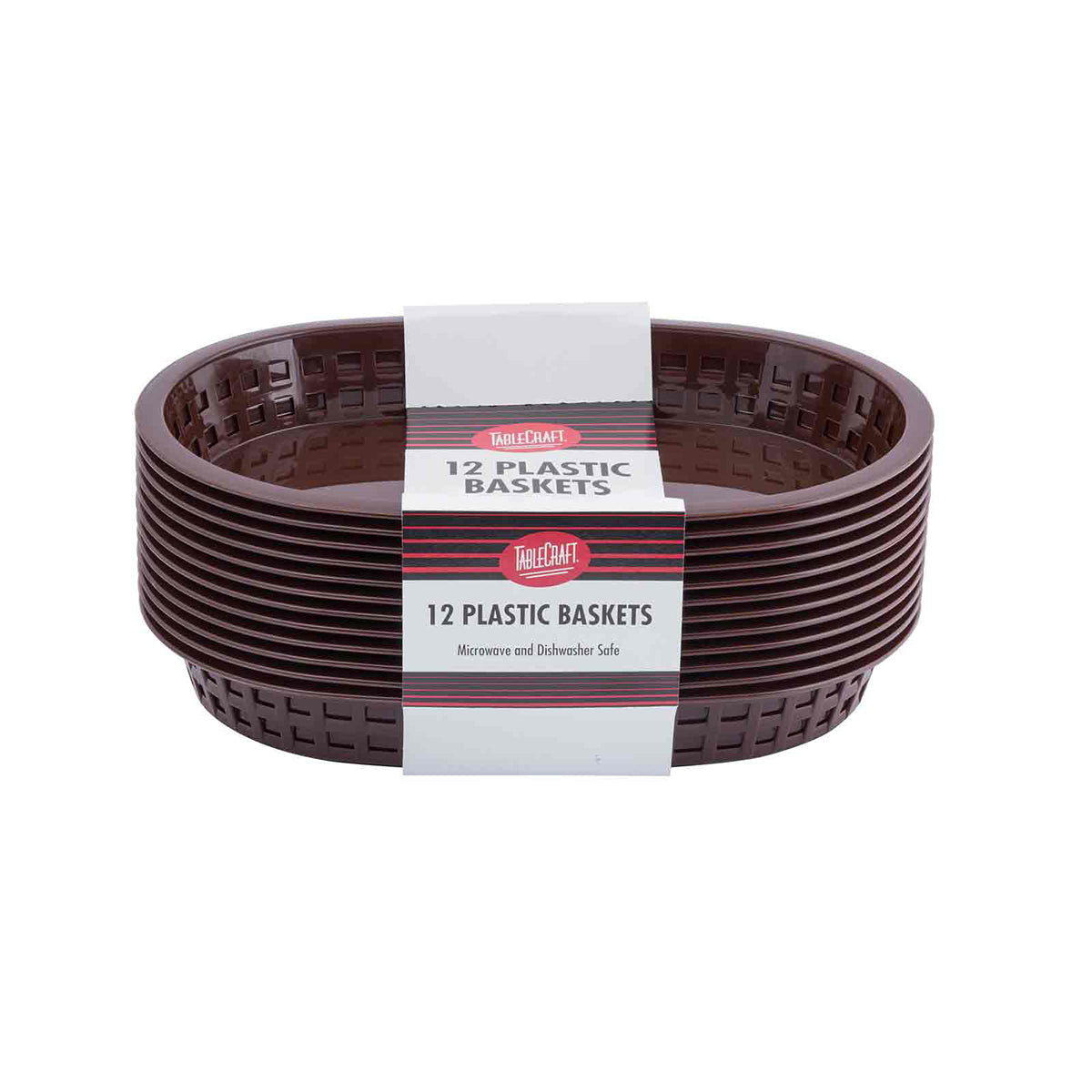 Canastilla Ovalada de Plástico Café de 26.5 cm 12 piezas