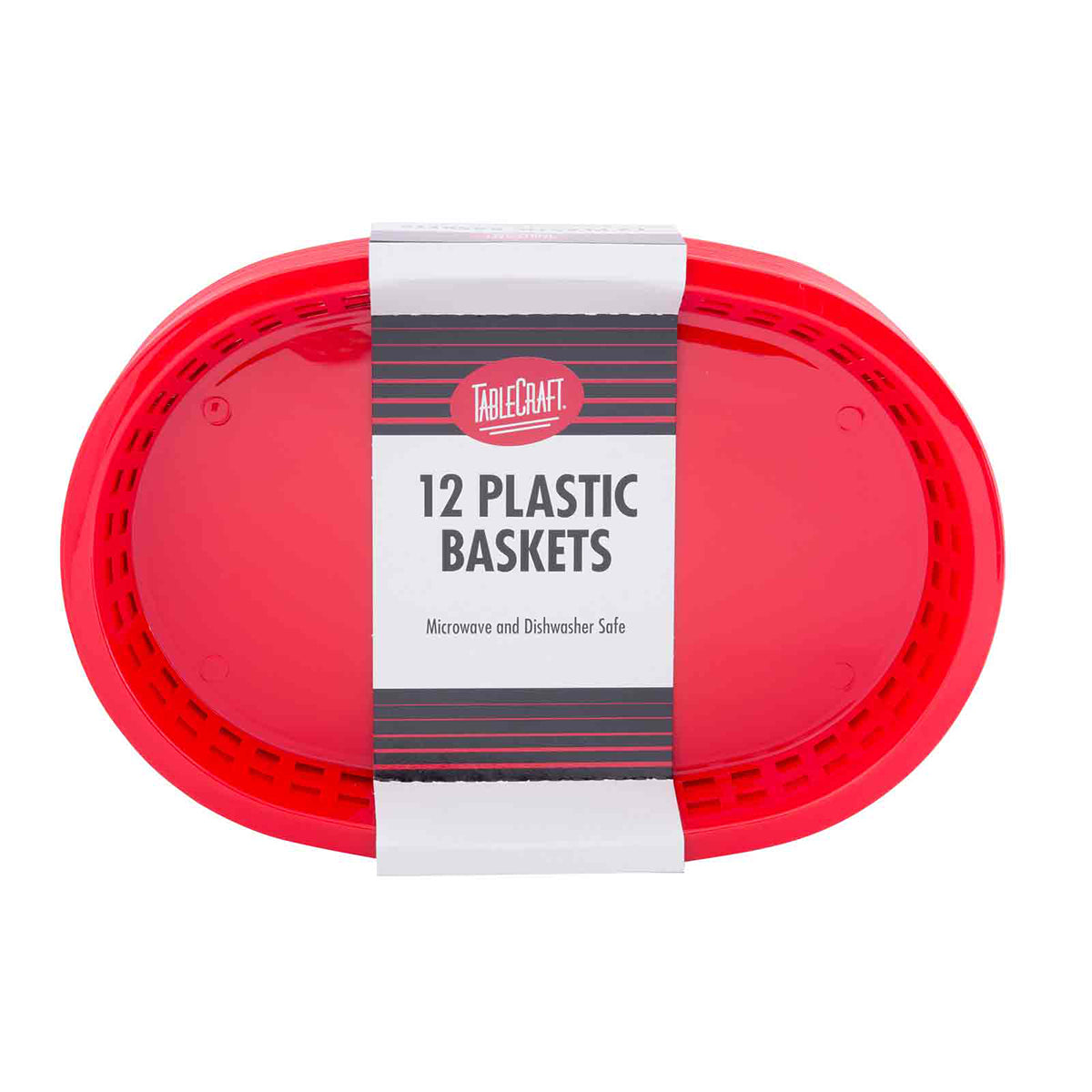 Canastilla Ovalada de Plástico Roja de 26.5 cm 12 piezas