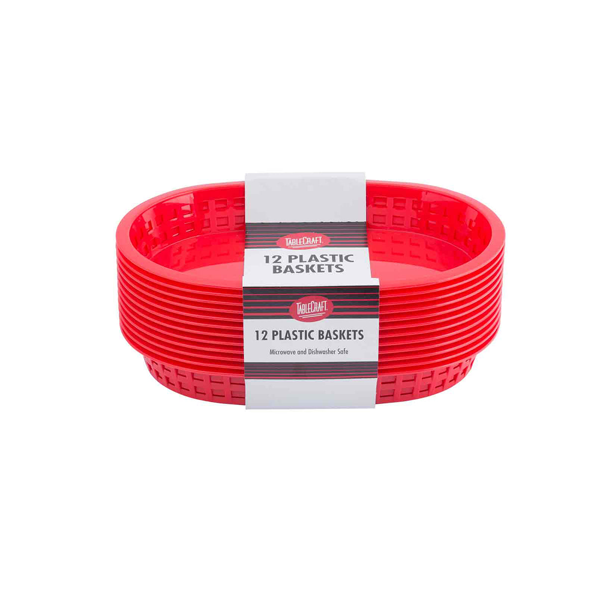 Canastilla Ovalada de Plástico Roja de 26.5 cm 12 piezas