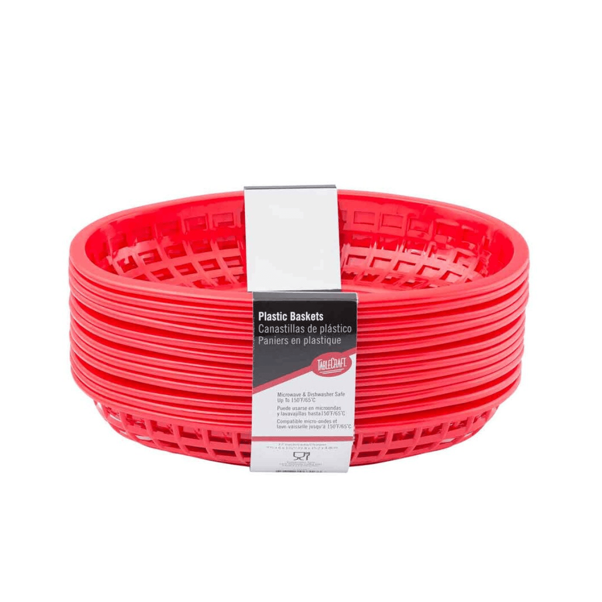 Canastilla Ovalada de Plástico Rojo 24 x 15 x 5 cm 12 piezas