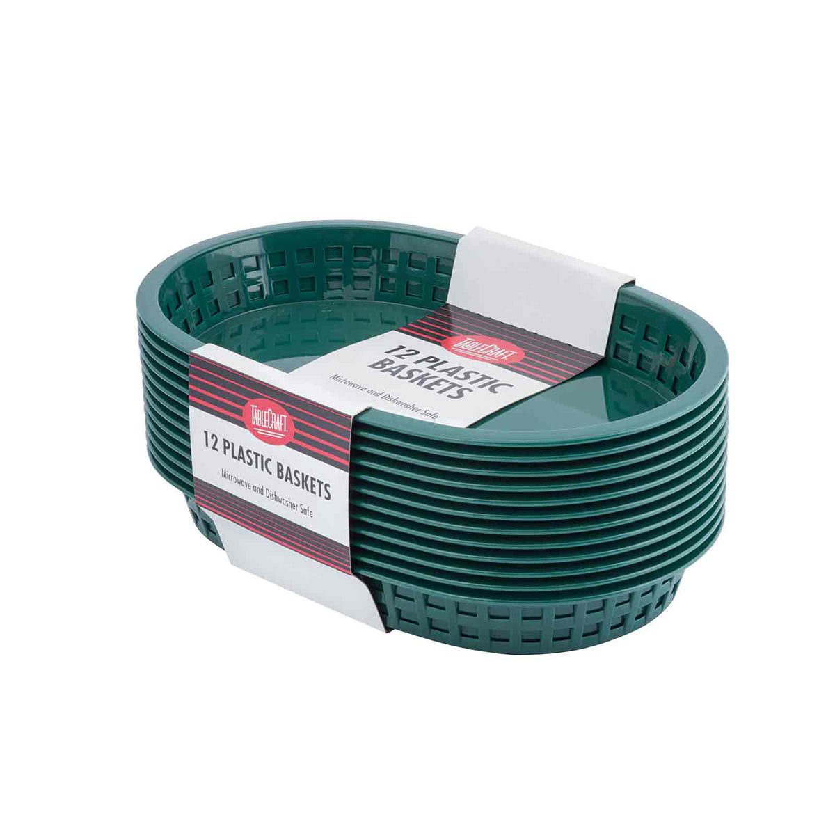 Canastilla Ovalada de Plástico Verde de 26.5 cm 12 piezas