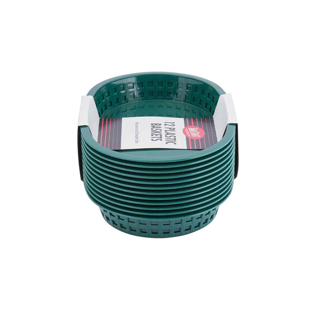 Canastilla Ovalada de Plástico Verde de 26.5 cm 12 piezas