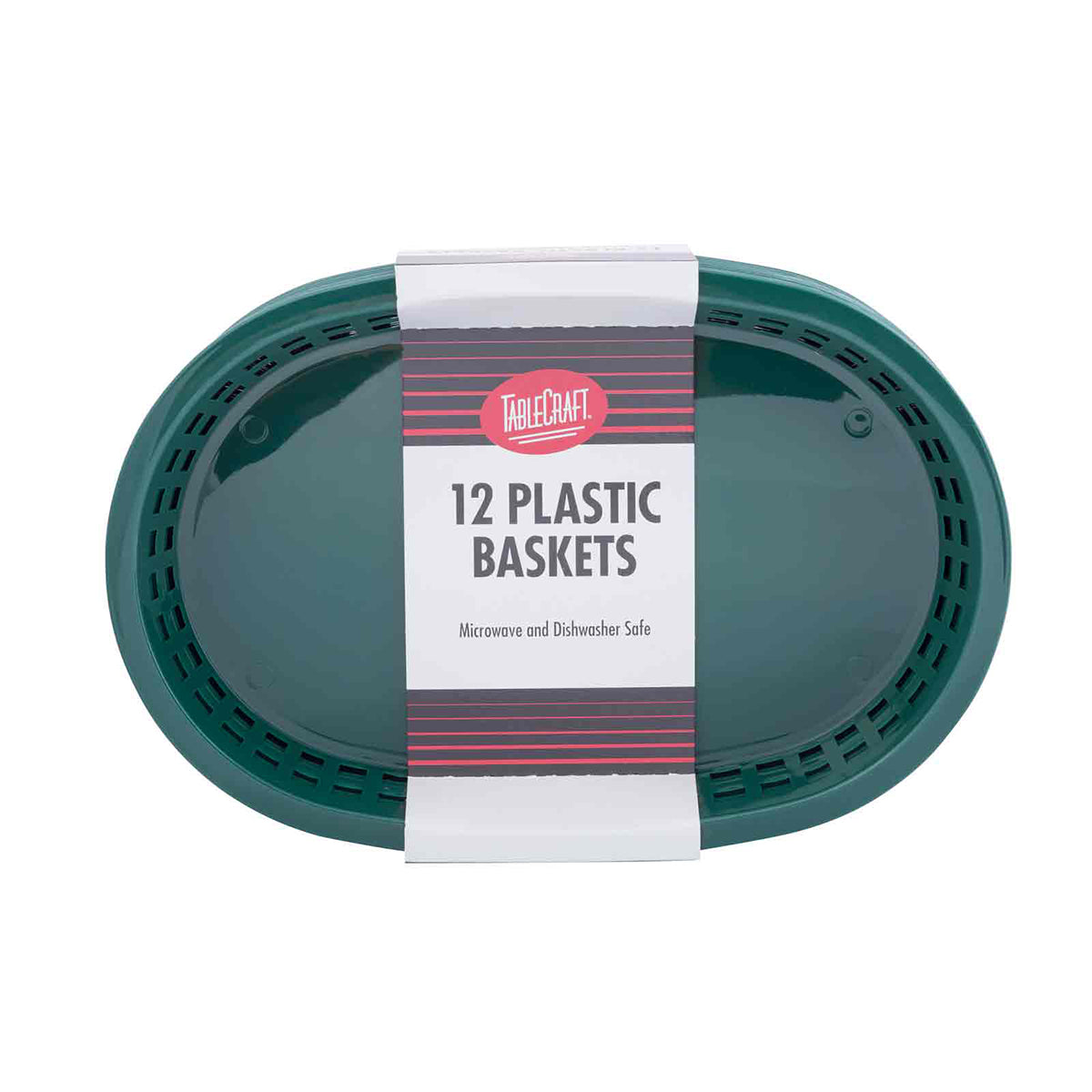 Canastilla Ovalada de Plástico Verde de 26.5 cm 12 piezas