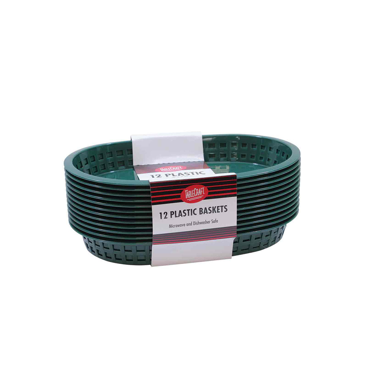 Canastilla Ovalada de Plástico Verde de 26.5 cm 12 piezas