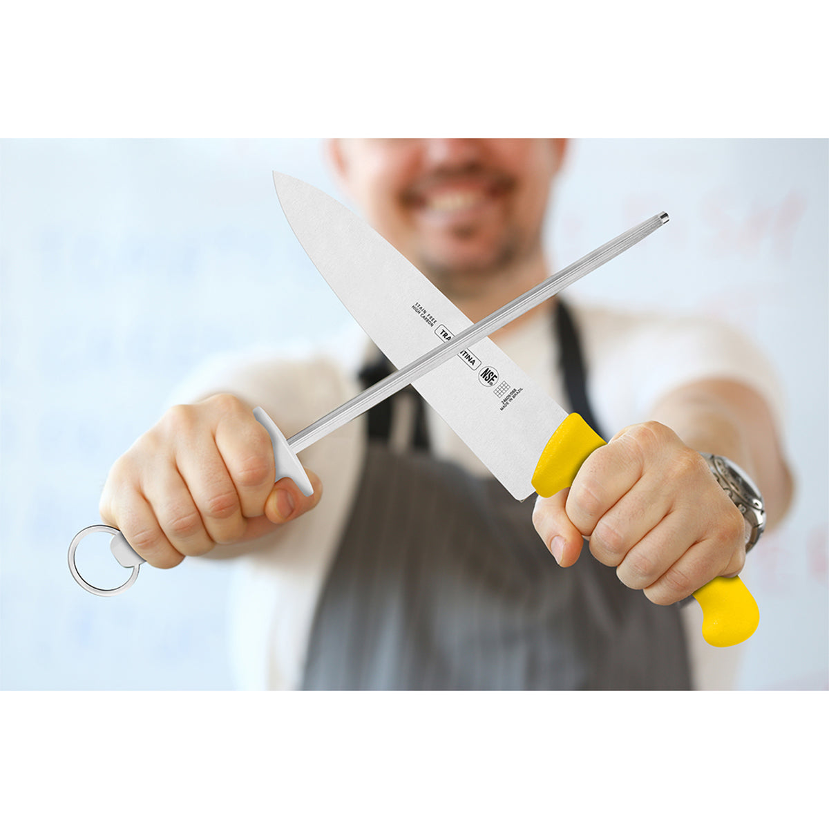 Chaira Estriada de 12 Pulgadas con Protector Blanco