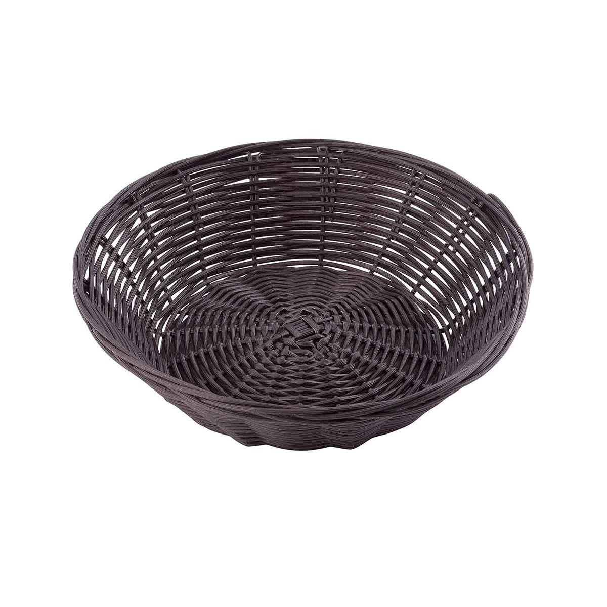 Canastilla Redonda de Mimbre Sintético Café de 21 cm 12 piezas