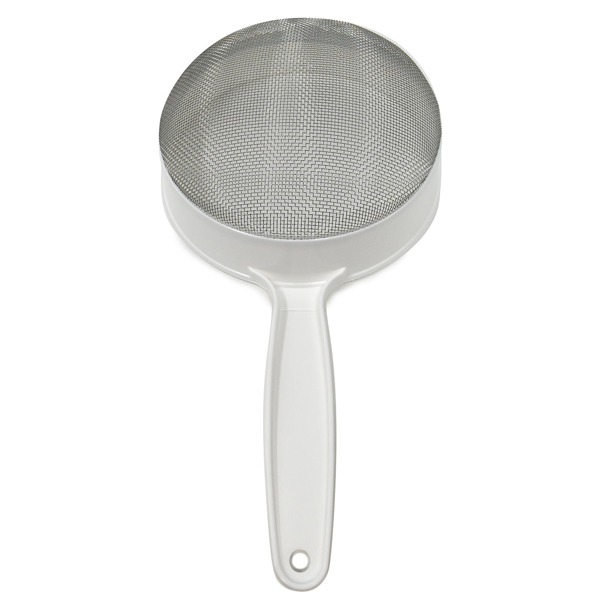 Colador Acero Inoxidable 18 cm con Mango de Plástico Blanco