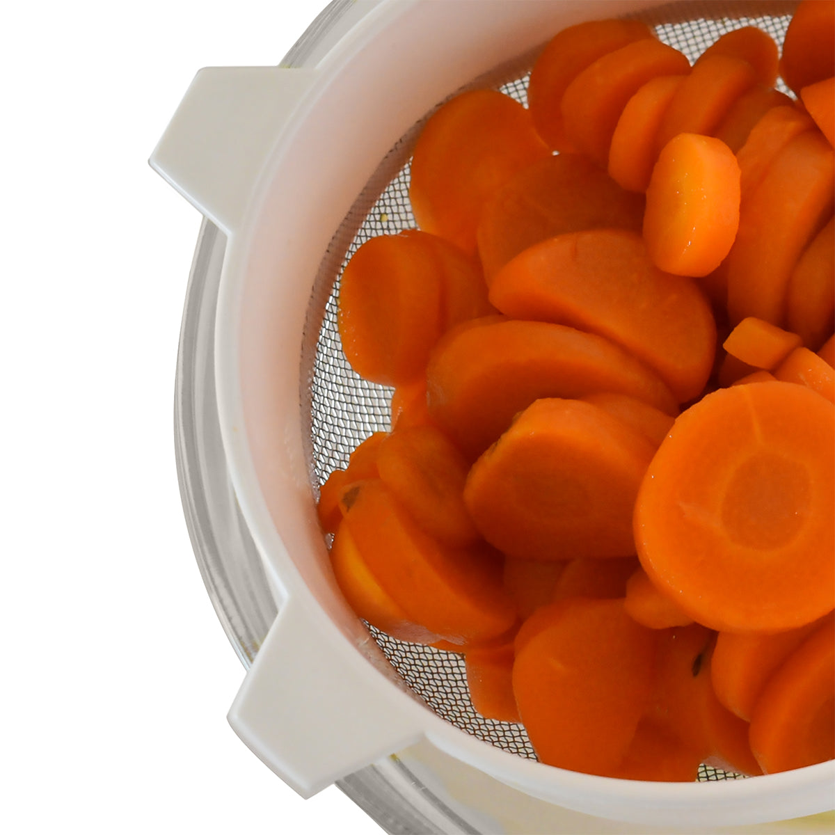 Colador Acero Inoxidable 18 cm con Mango de Plástico Blanco