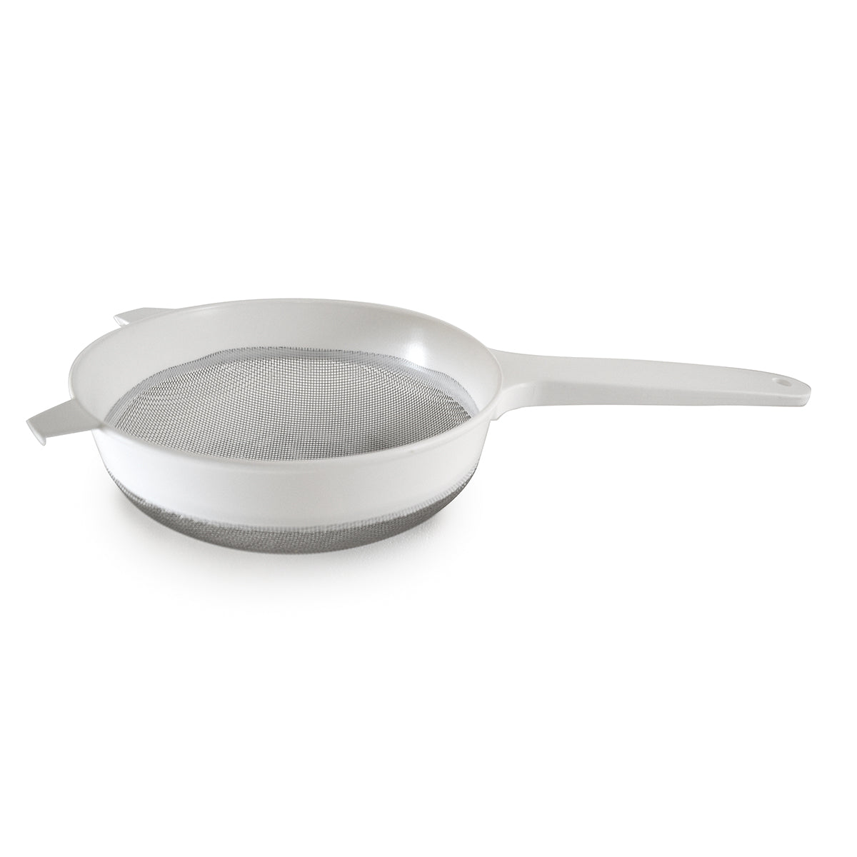 Colador Acero Inoxidable 8 1/4" con Mango de Plástico Blanco