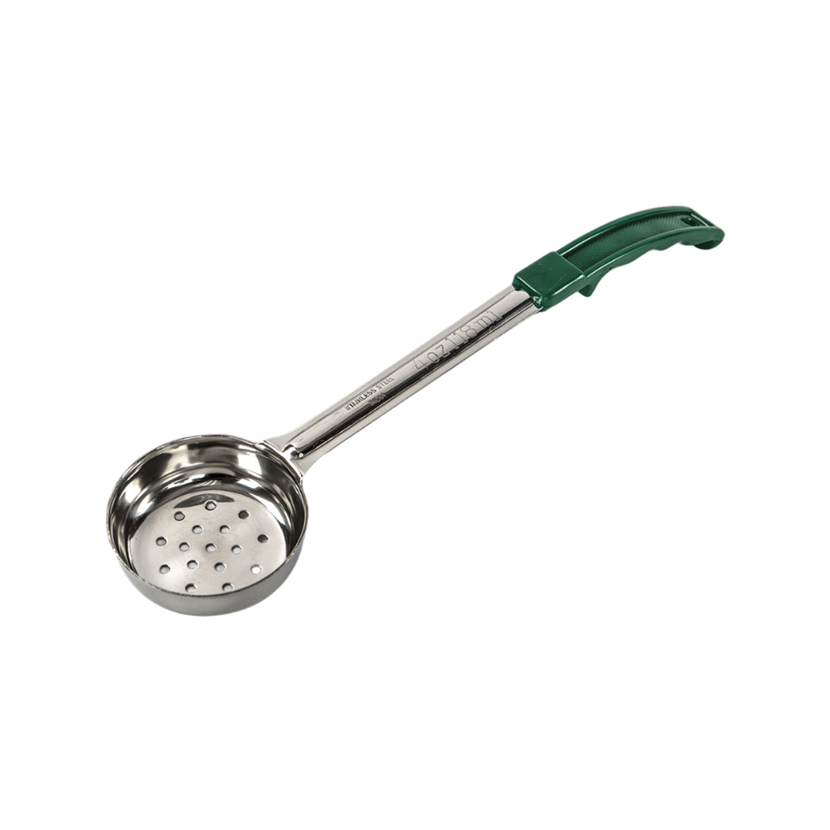Cucharón Proporcionador Perforado 4 oz Mango Verde