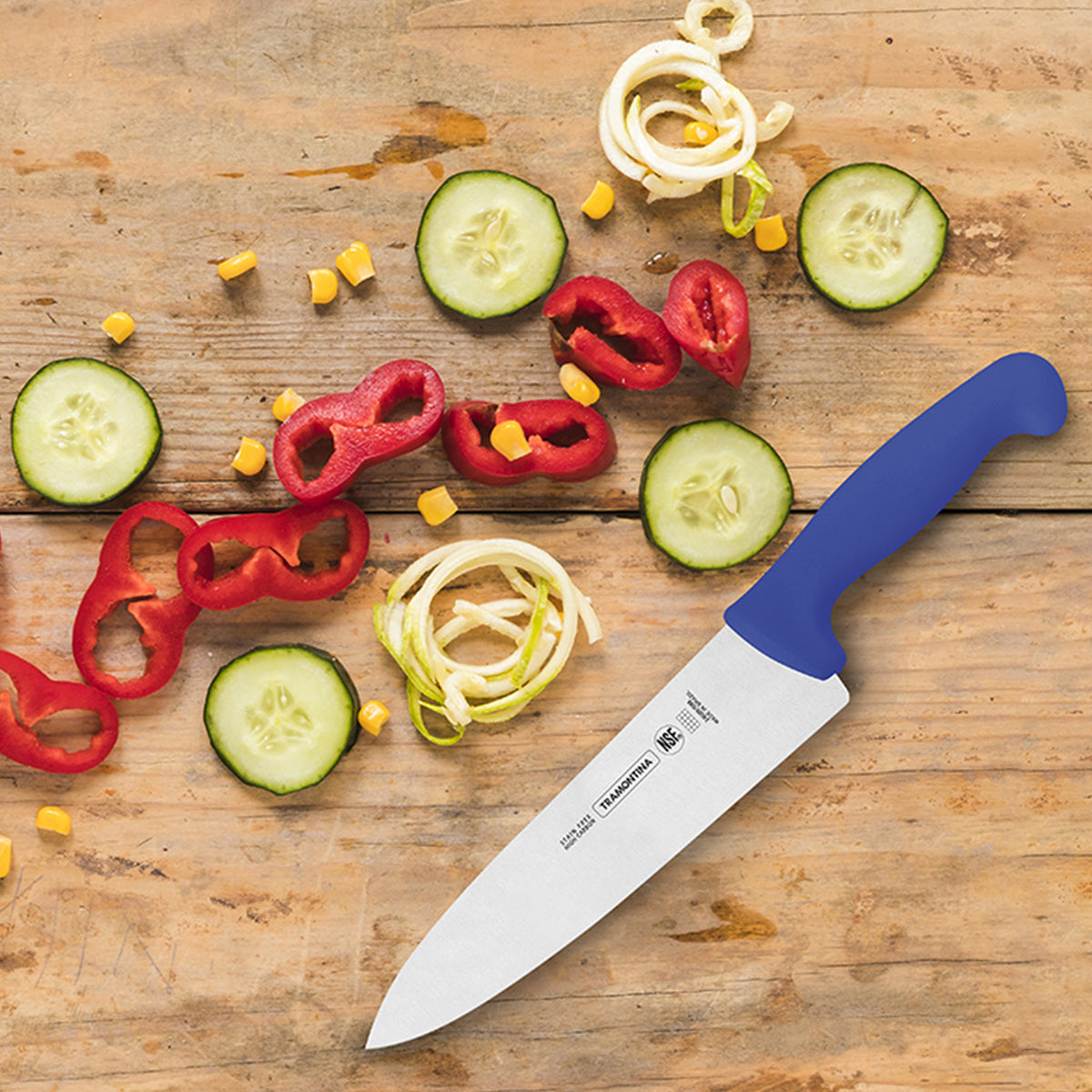 Cuchillo Chef de 8 Pulgadas con Mango de Polipropileno Azul