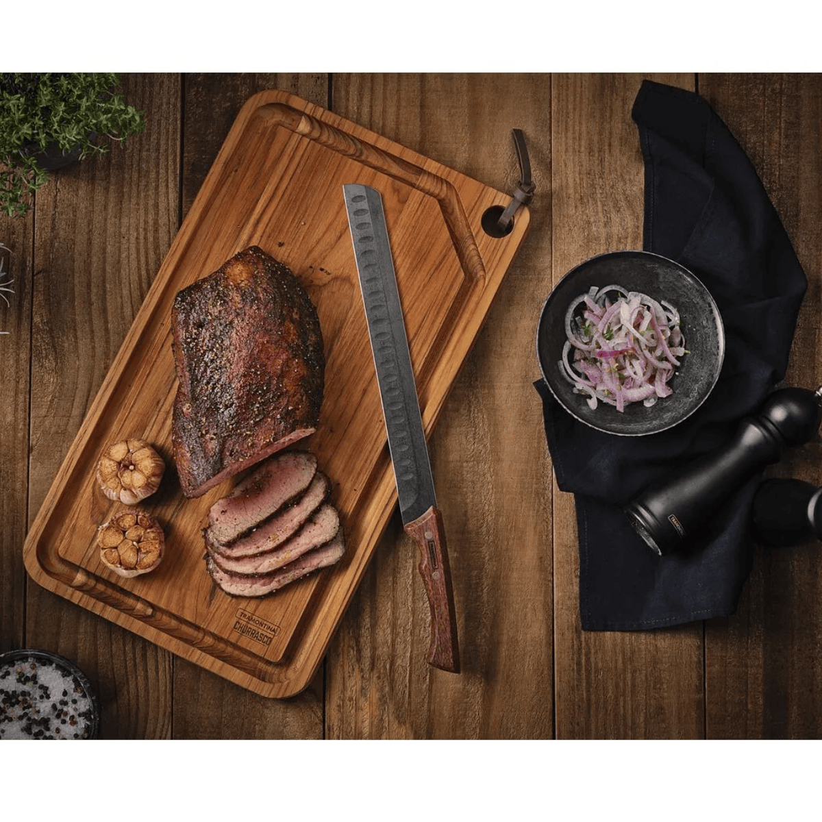 Cuchillo para Jamón Churrasco Negro de Acero Inoxidable 30.4 cm 