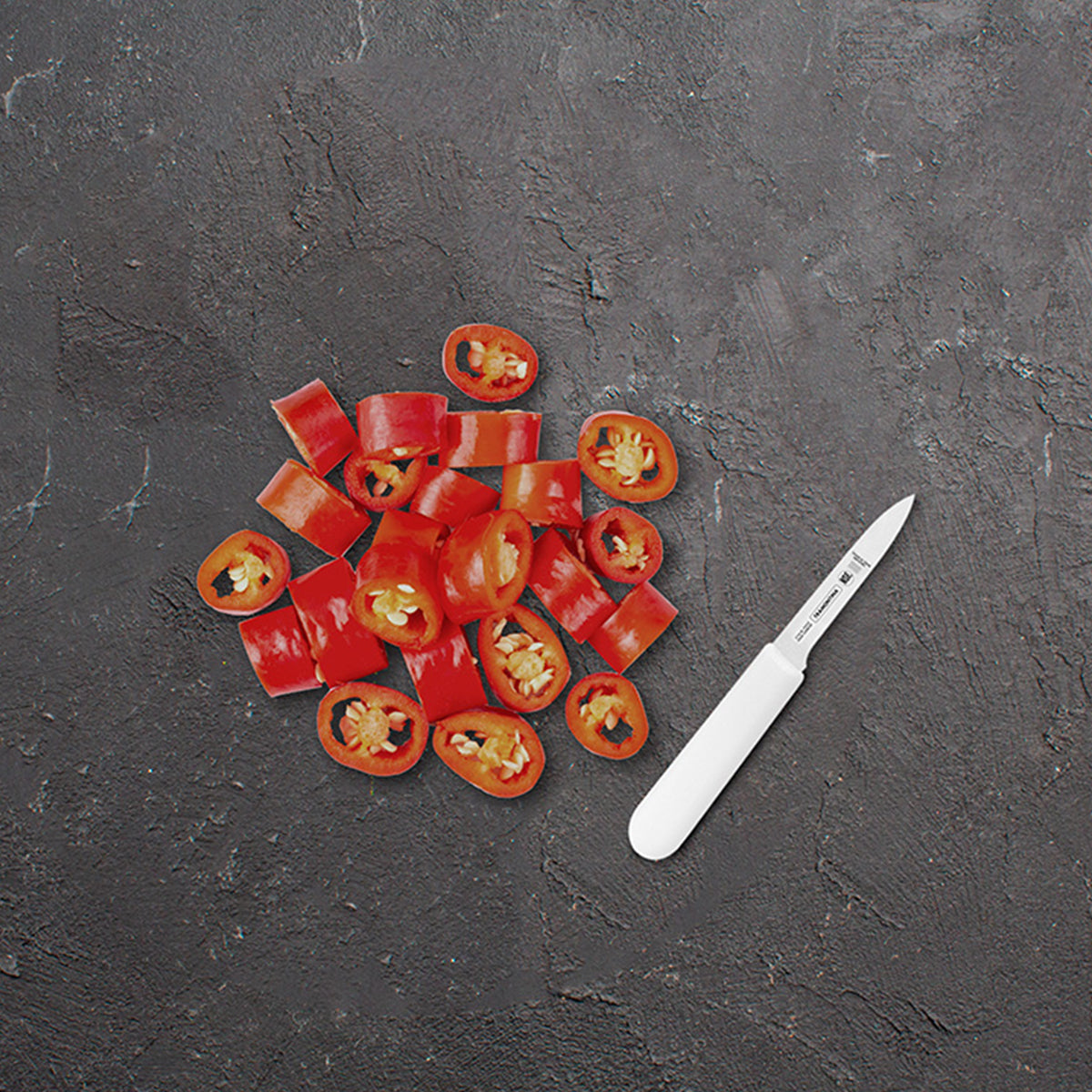 Cuchillo Mondador Filo Curvo de 3 Pulgadas con Mango Blanco