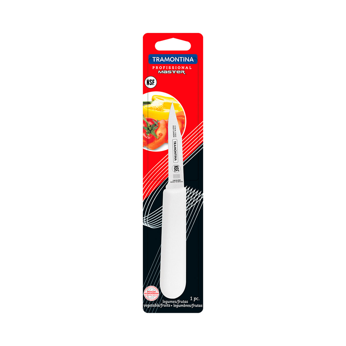 Cuchillo Mondador Filo Recto de 3 Pulgadas con Mango Blanco