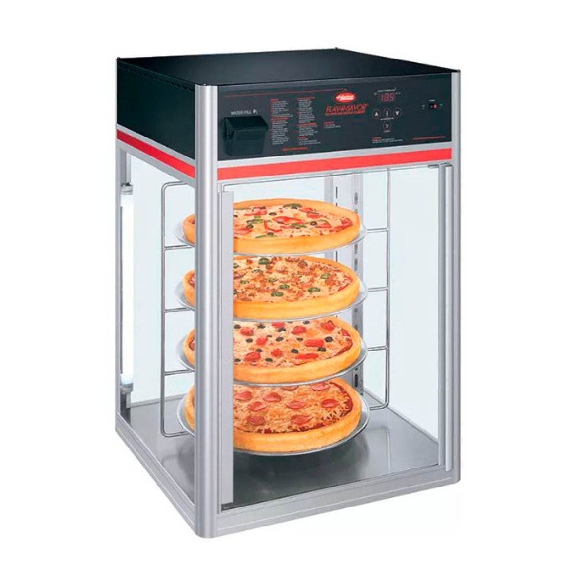 Exhibidor para 4 Pizzas de 1 Puerta y Rack Giratorio 120 V