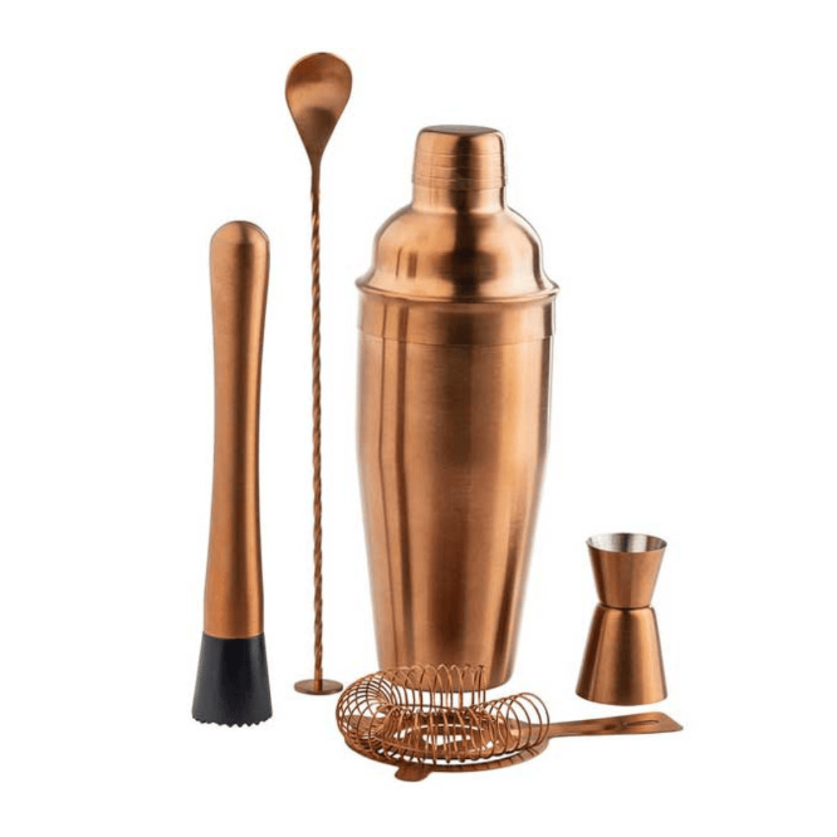 Kit de Mixología Acero Inoxidable Bronce 5 Piezas
