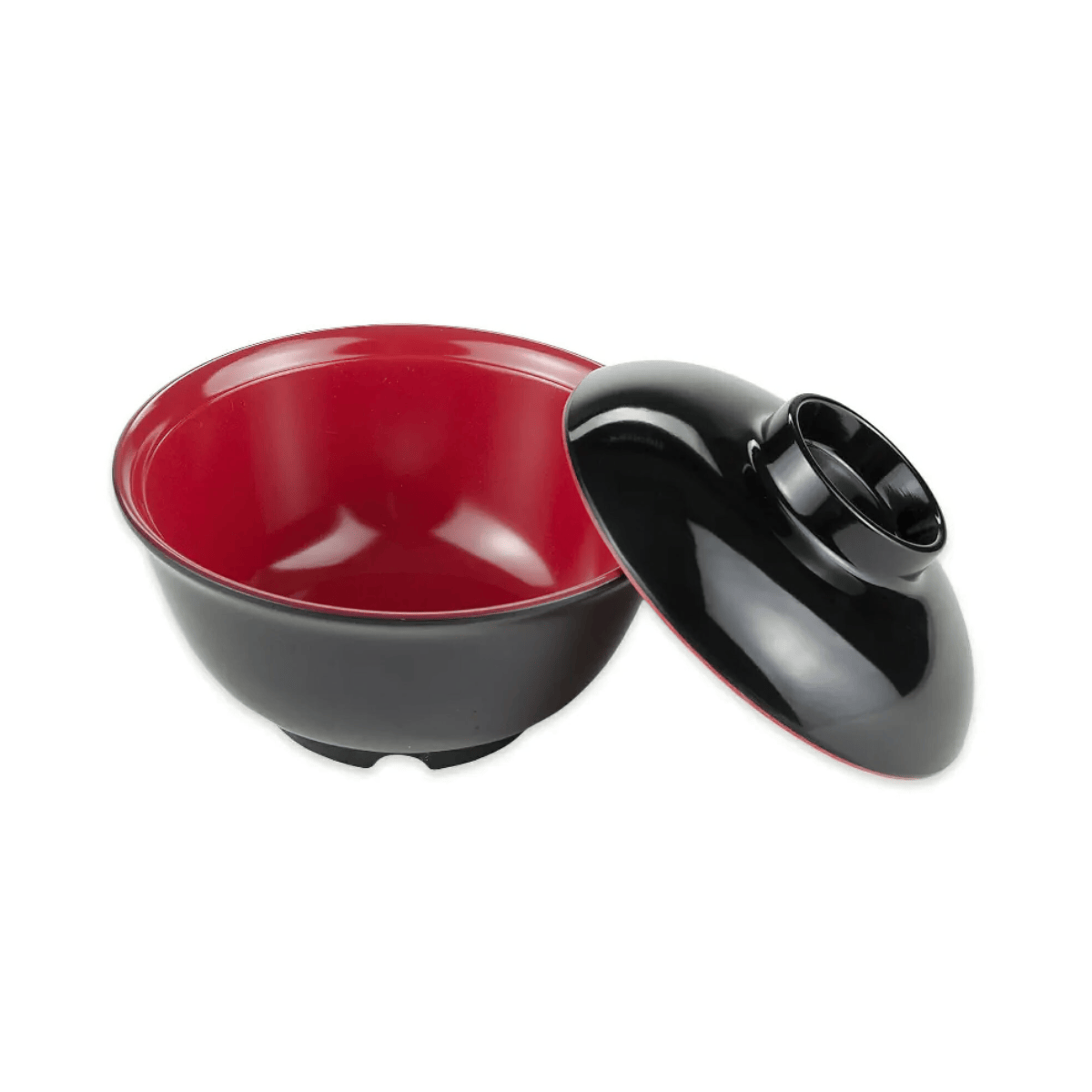Tazón Hondo con Tapa de Melamina 354 ml Fuji Negro Contiene 12 Piezas 
