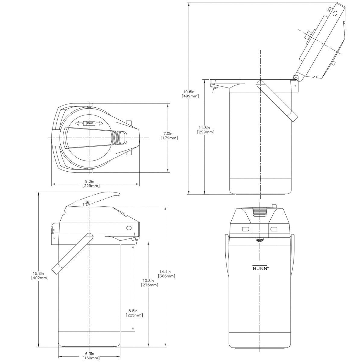 Termo Bomba 3.0 Litros de Acero Inoxidable Airpo