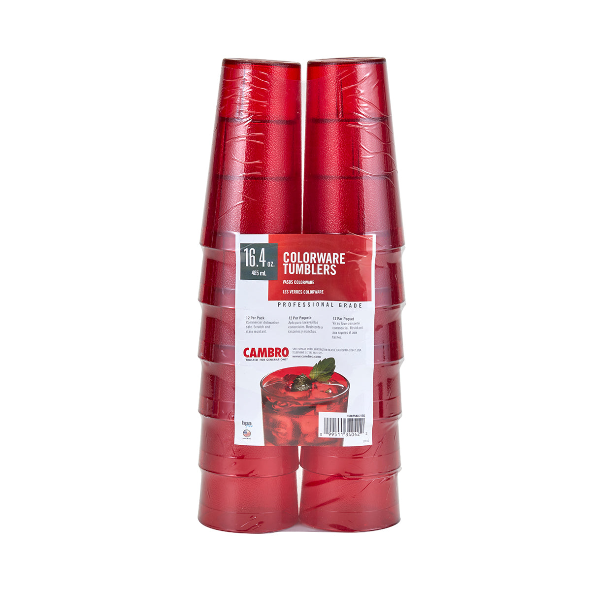Vaso de Plástico Jaspeado 16 oz Rojo Contiene 12 Piezas